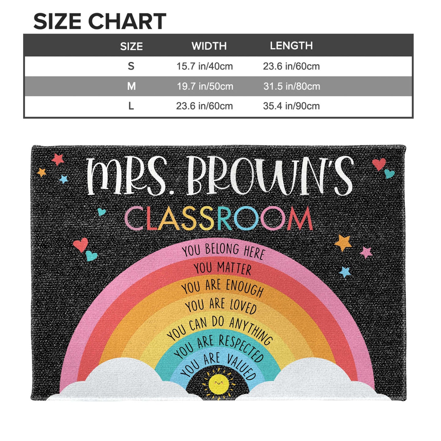 You Belong Here You Matter Rainbow Classroom Mat