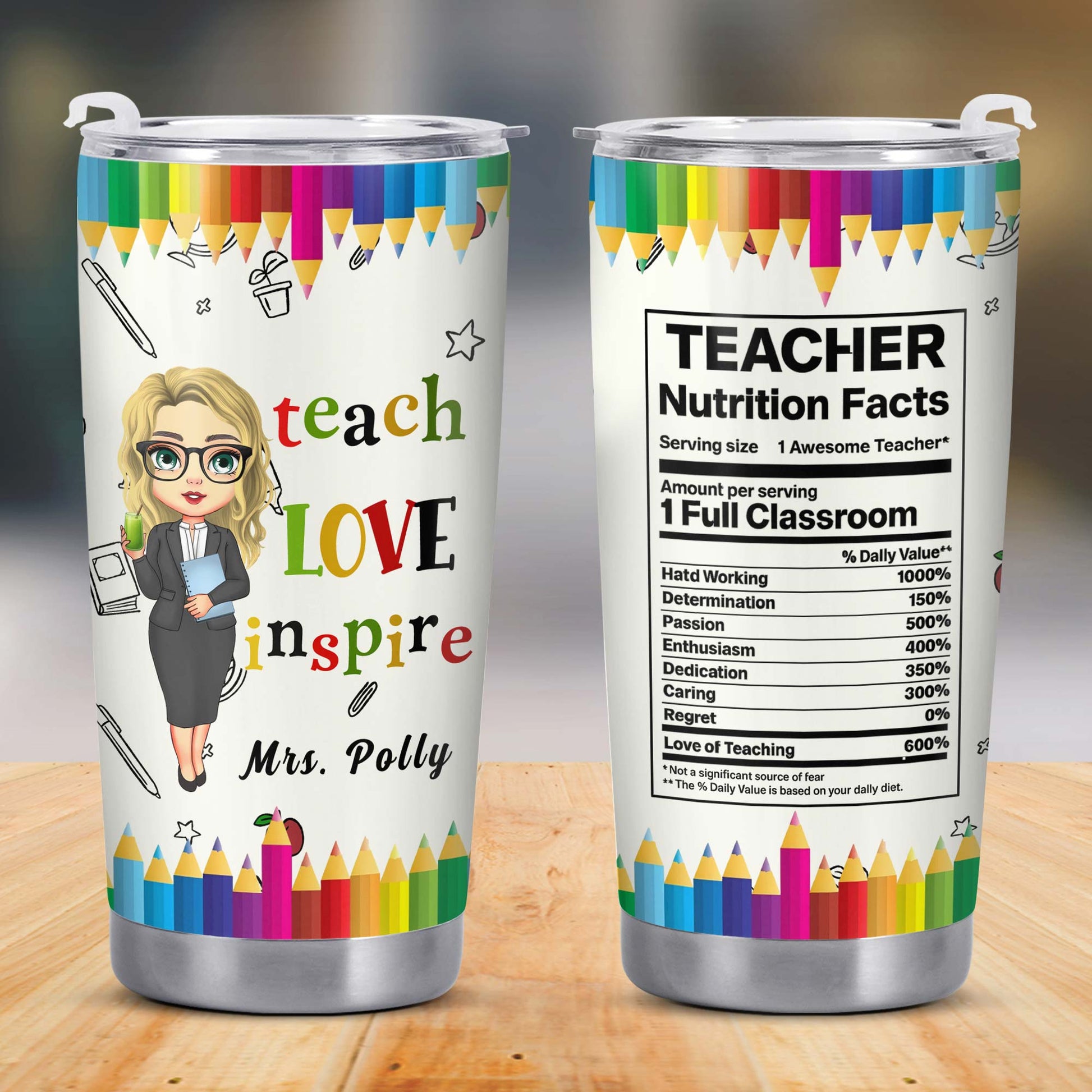 Teach Love Inspire, Custom Teacher Tumbler