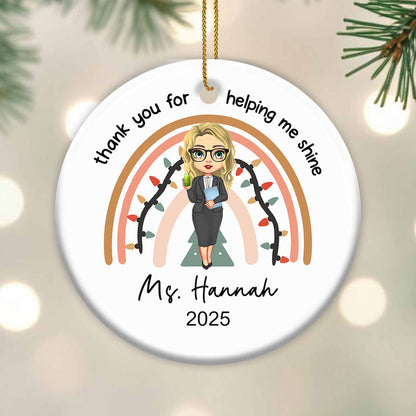 Thank You For Helping Me Shine, Rainbow and Teacher Design