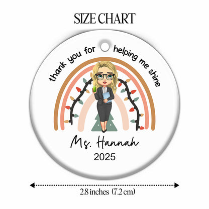 Thank You For Helping Me Shine, Rainbow and Teacher Design