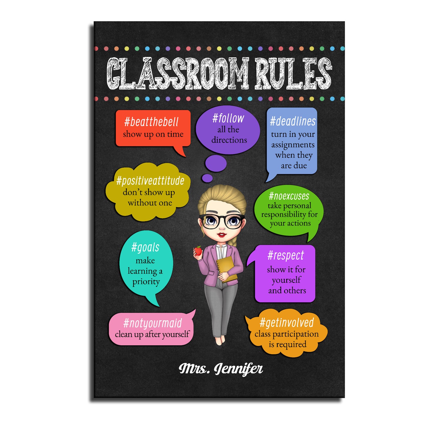 Classroom Rules Show Up On Time Follow Directions Turn In Assignments