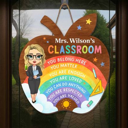 You Belong Here, Apple And Rainbow Teacher Sign