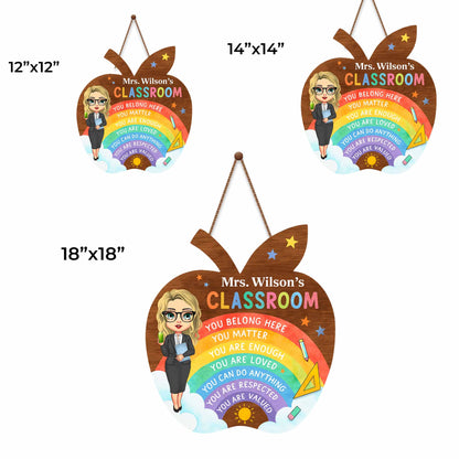You Belong Here, Apple And Rainbow Teacher Sign