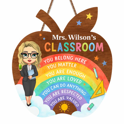 You Belong Here, Apple And Rainbow Teacher Sign