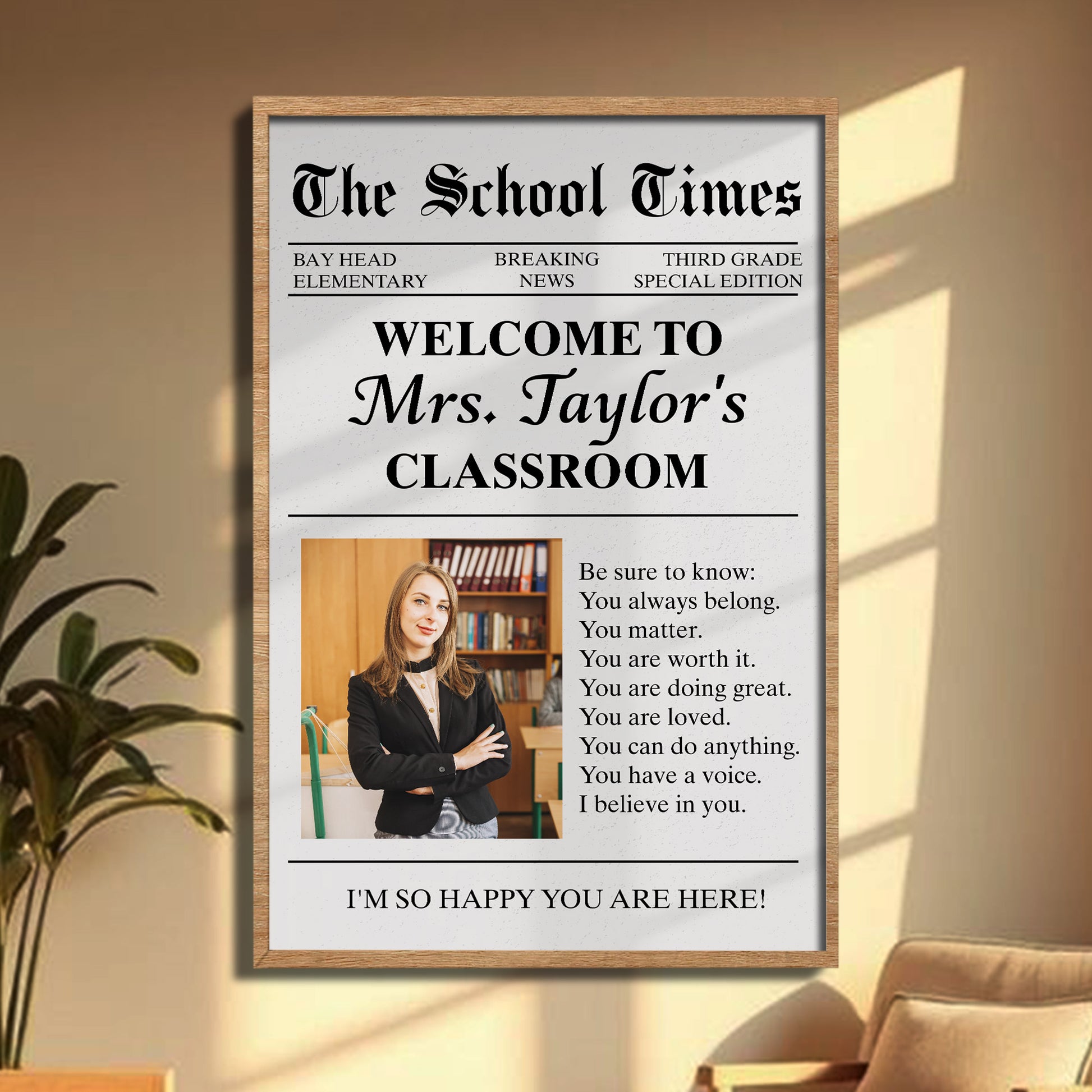 Welcome To Mrs. Taylor's Classroom, Inspiring Classroom Message