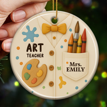 Art Teacher Ornament With Paint Palette And Crayons