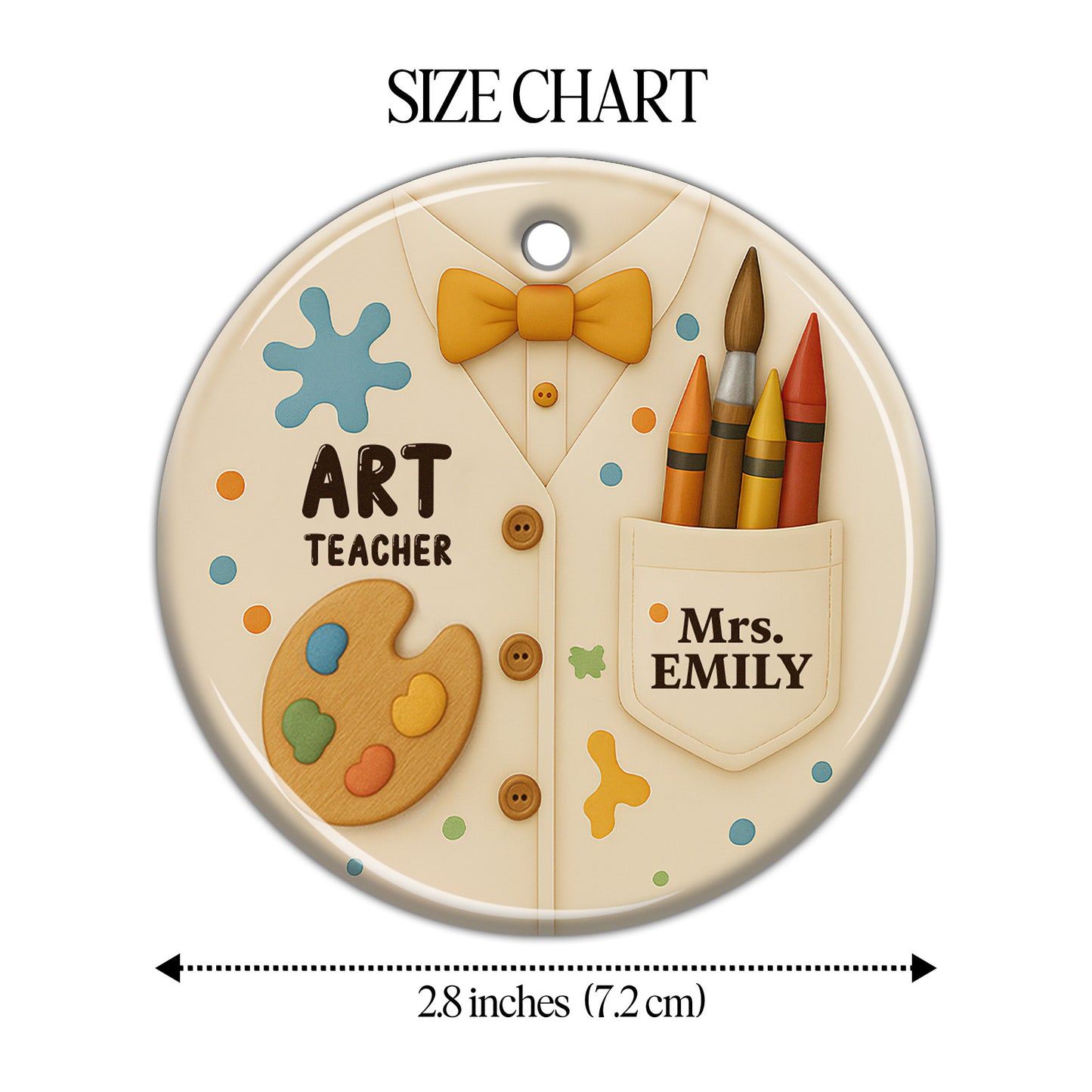 Art Teacher Ornament With Paint Palette And Crayons
