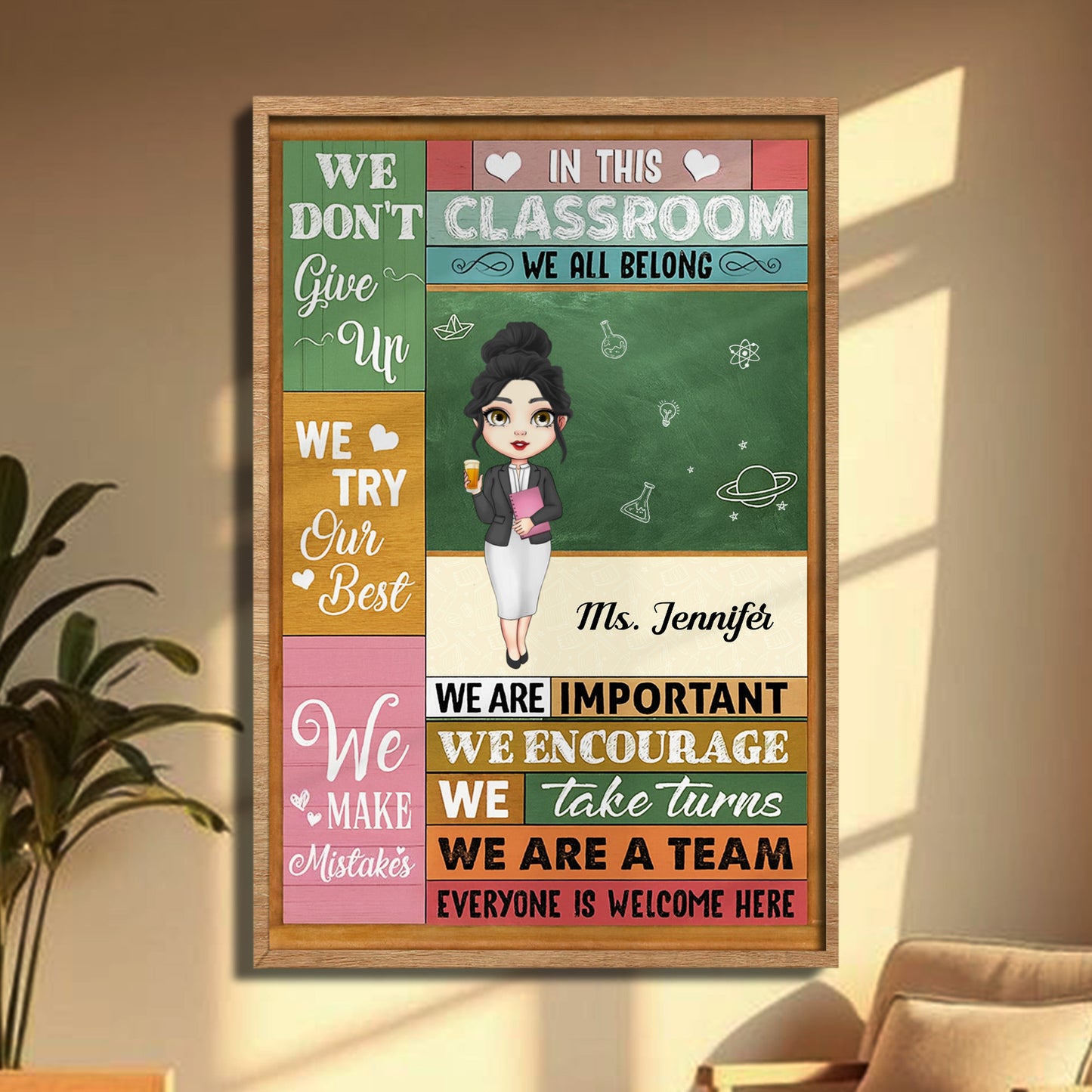 In This Classroom We All Belong, Motivational Teacher Classroom Decor