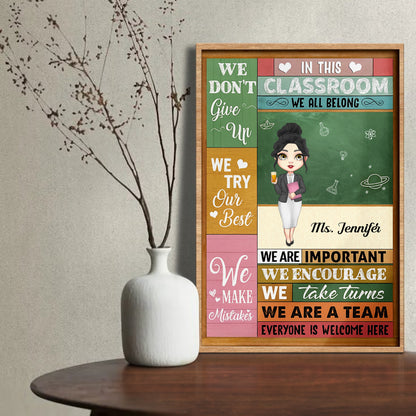 In This Classroom We All Belong, Motivational Teacher Classroom Decor