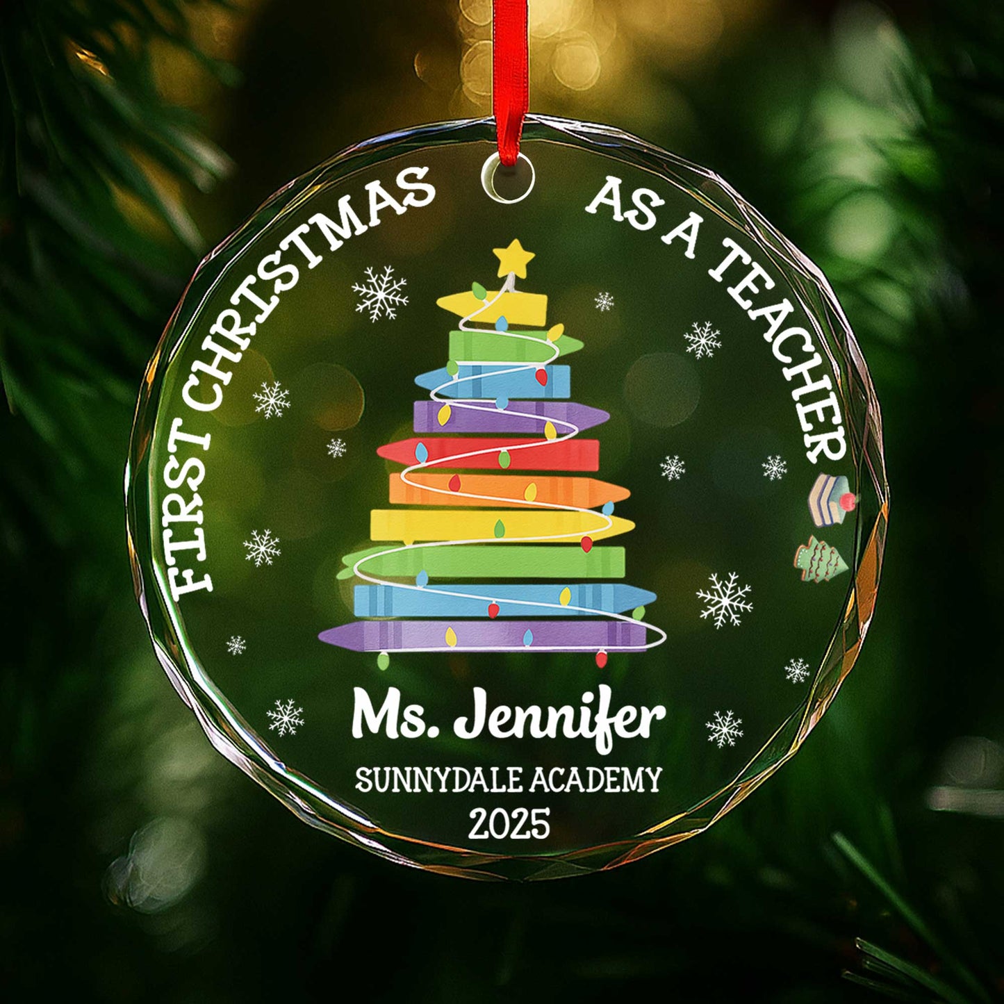 First Christmas As A Teacher With Colorful Book Tree