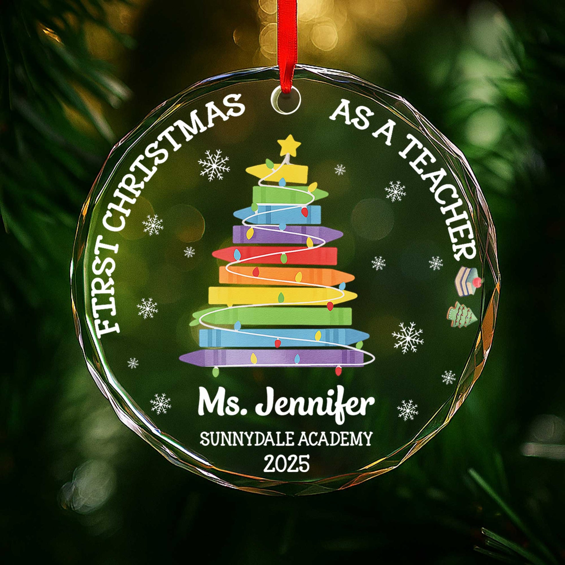 First Christmas As A Teacher With Colorful Book Tree