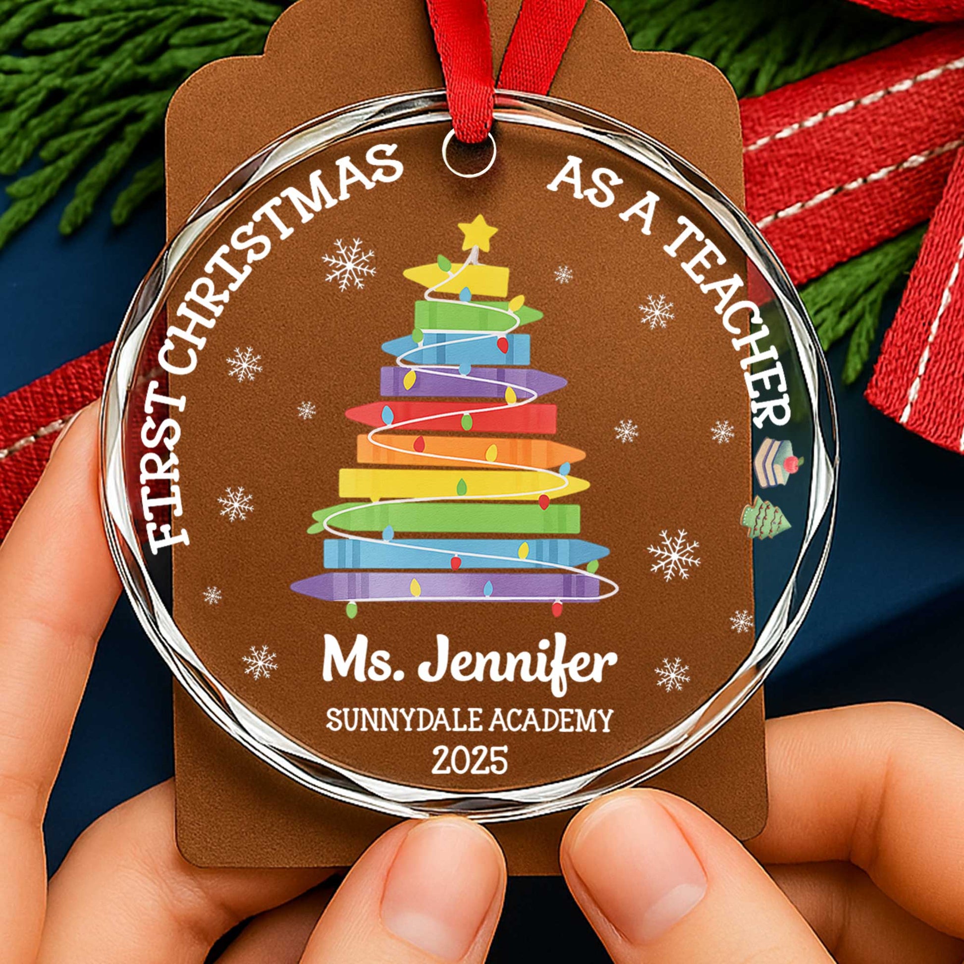 First Christmas As A Teacher With Colorful Book Tree