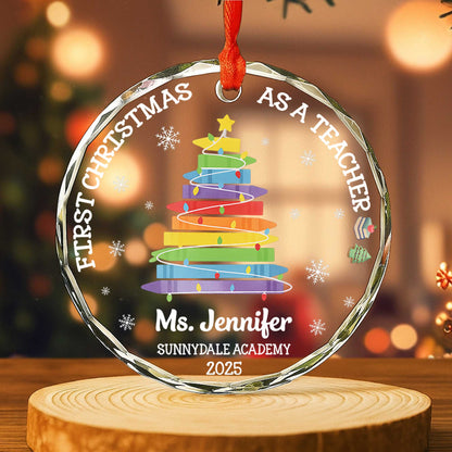 First Christmas As A Teacher With Colorful Book Tree