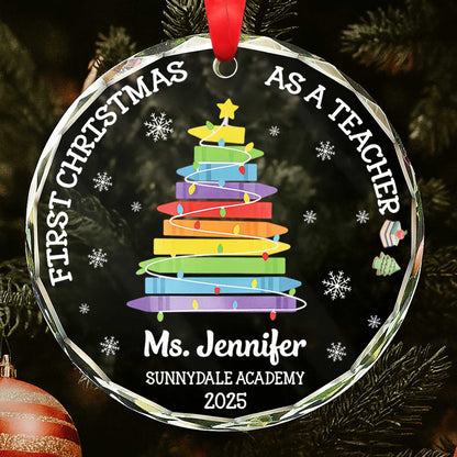 First Christmas As A Teacher With Colorful Book Tree