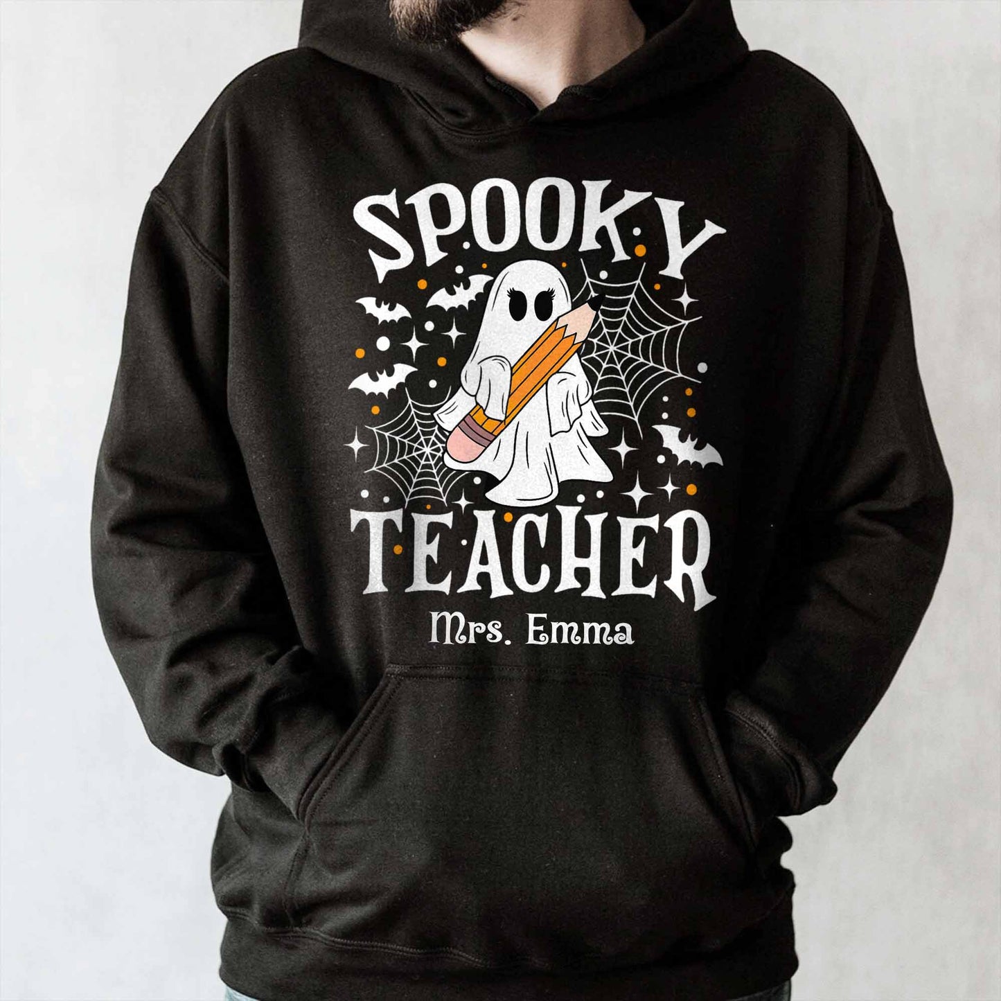 Spooky Teacher With Ghost And Spider Webs