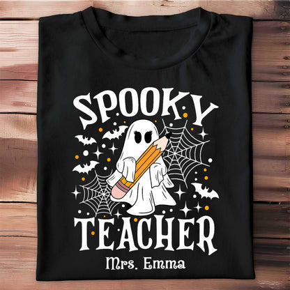 Spooky Teacher With Ghost And Spider Webs