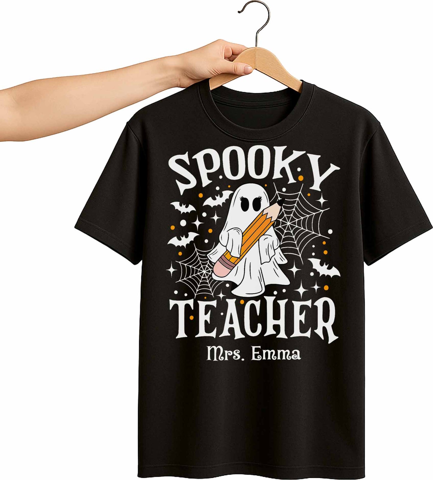 Spooky Teacher With Ghost And Spider Webs