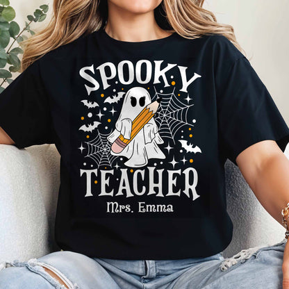 Spooky Teacher With Ghost And Spider Webs