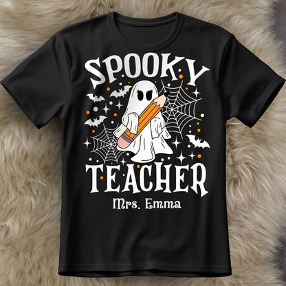 Spooky Teacher With Ghost And Spider Webs
