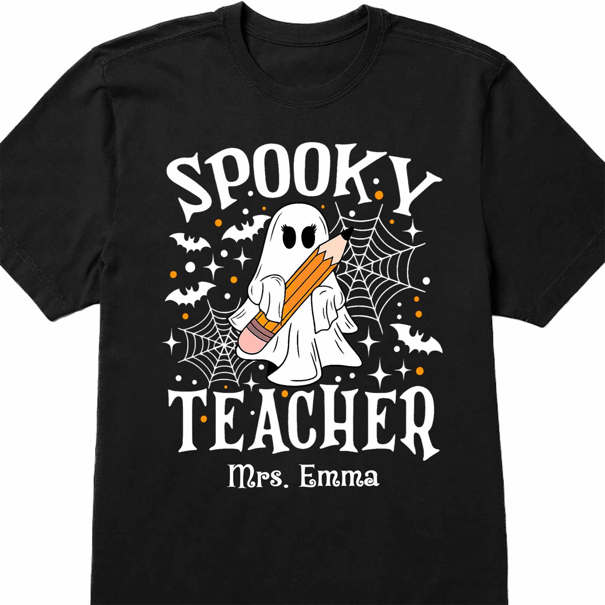 Spooky Teacher With Ghost And Spider Webs