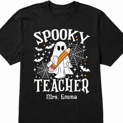 Spooky Teacher With Ghost And Spider Webs