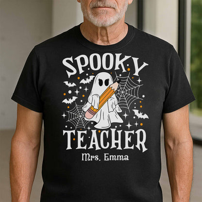 Spooky Teacher With Ghost And Spider Webs