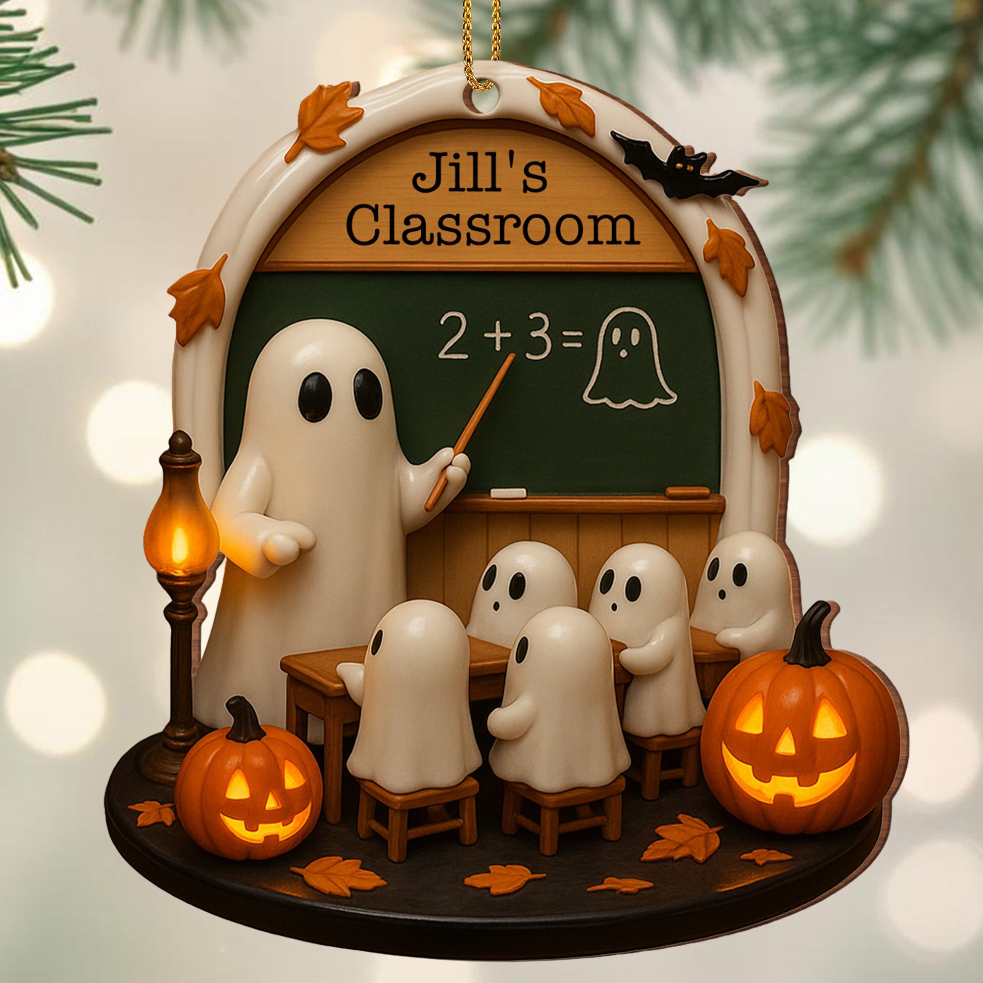 Spooky Classroom With Ghosts And Pumpkins