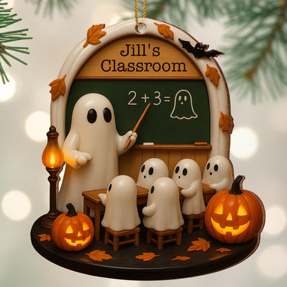 Spooky Classroom With Ghosts And Pumpkins
