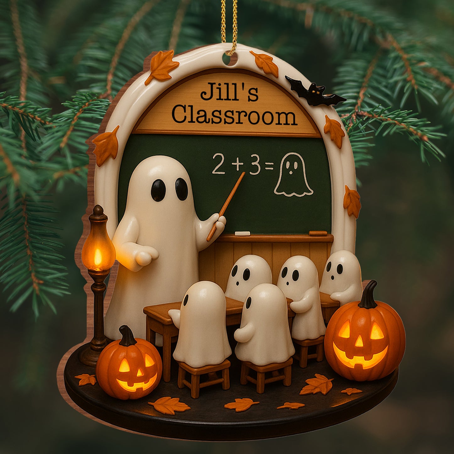 Spooky Classroom With Ghosts And Pumpkins