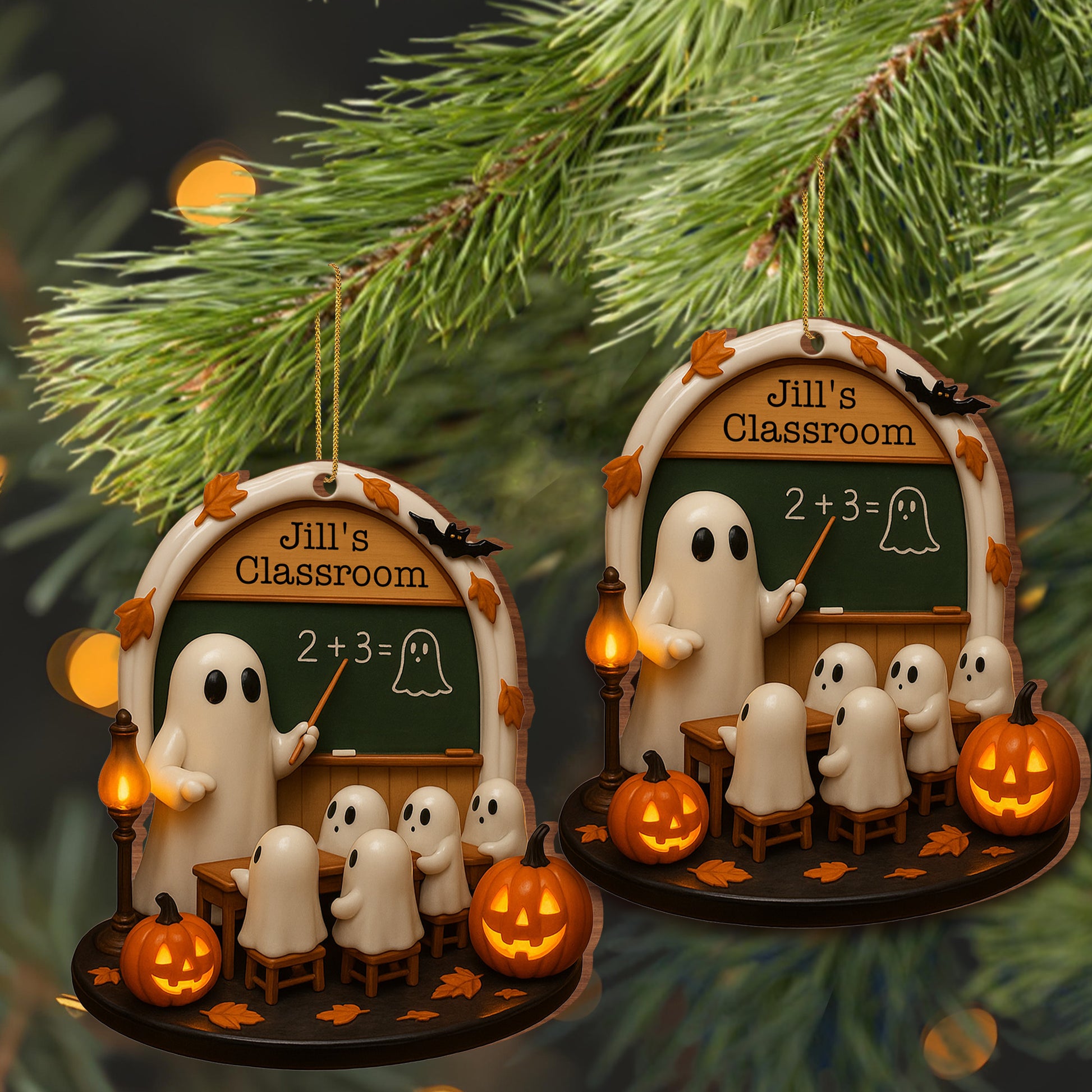 Spooky Classroom With Ghosts And Pumpkins