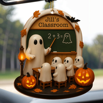 Spooky Classroom With Ghosts And Pumpkins