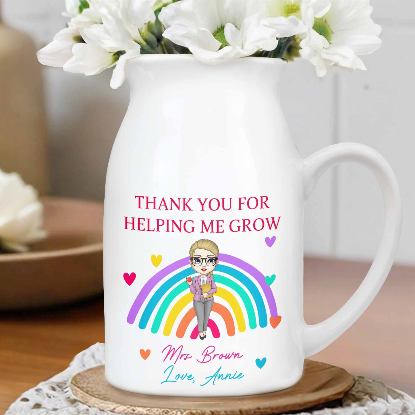 Thank You For Helping Me Grow Rainbow And Hearts