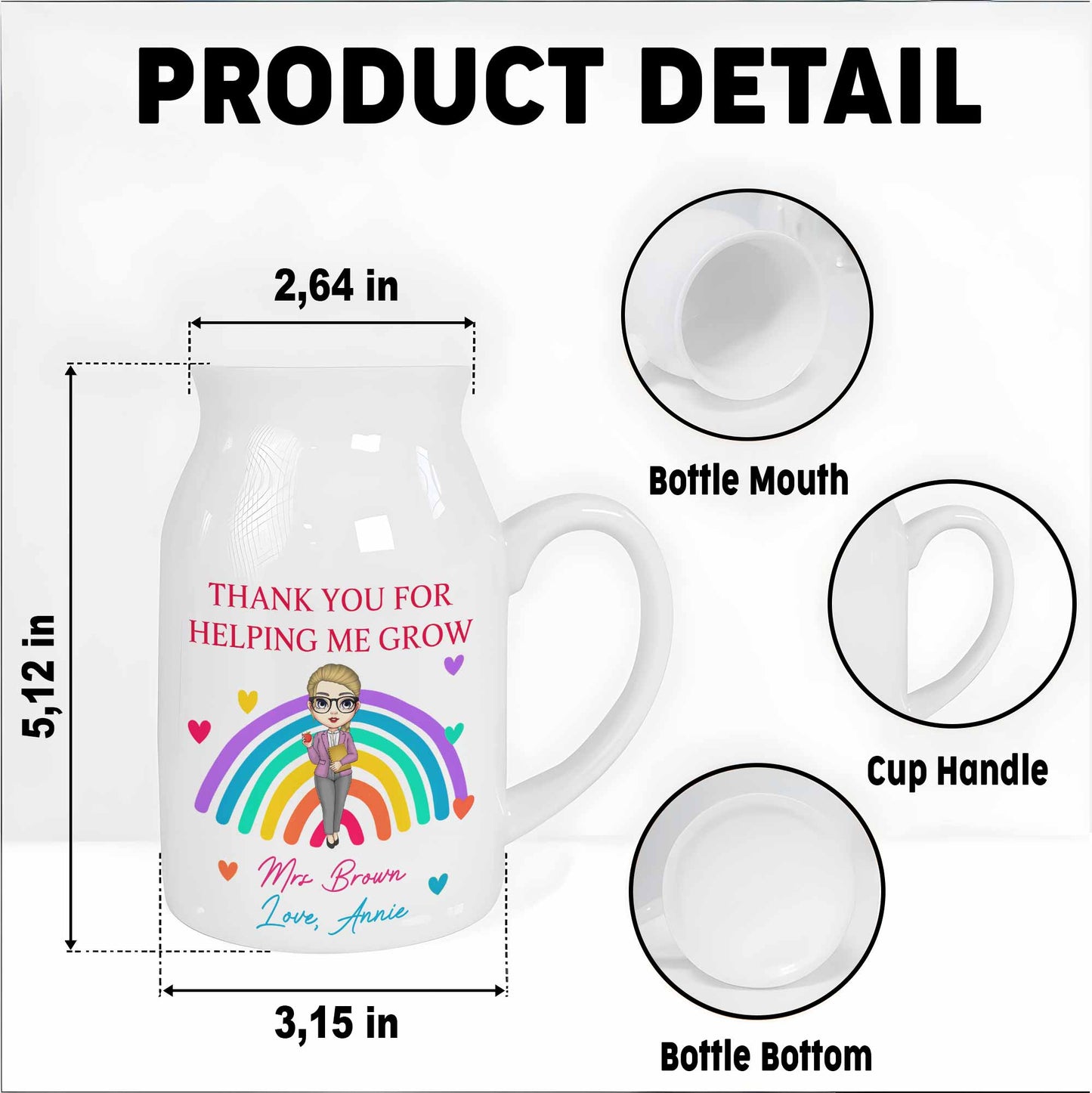 Thank You For Helping Me Grow Rainbow And Hearts