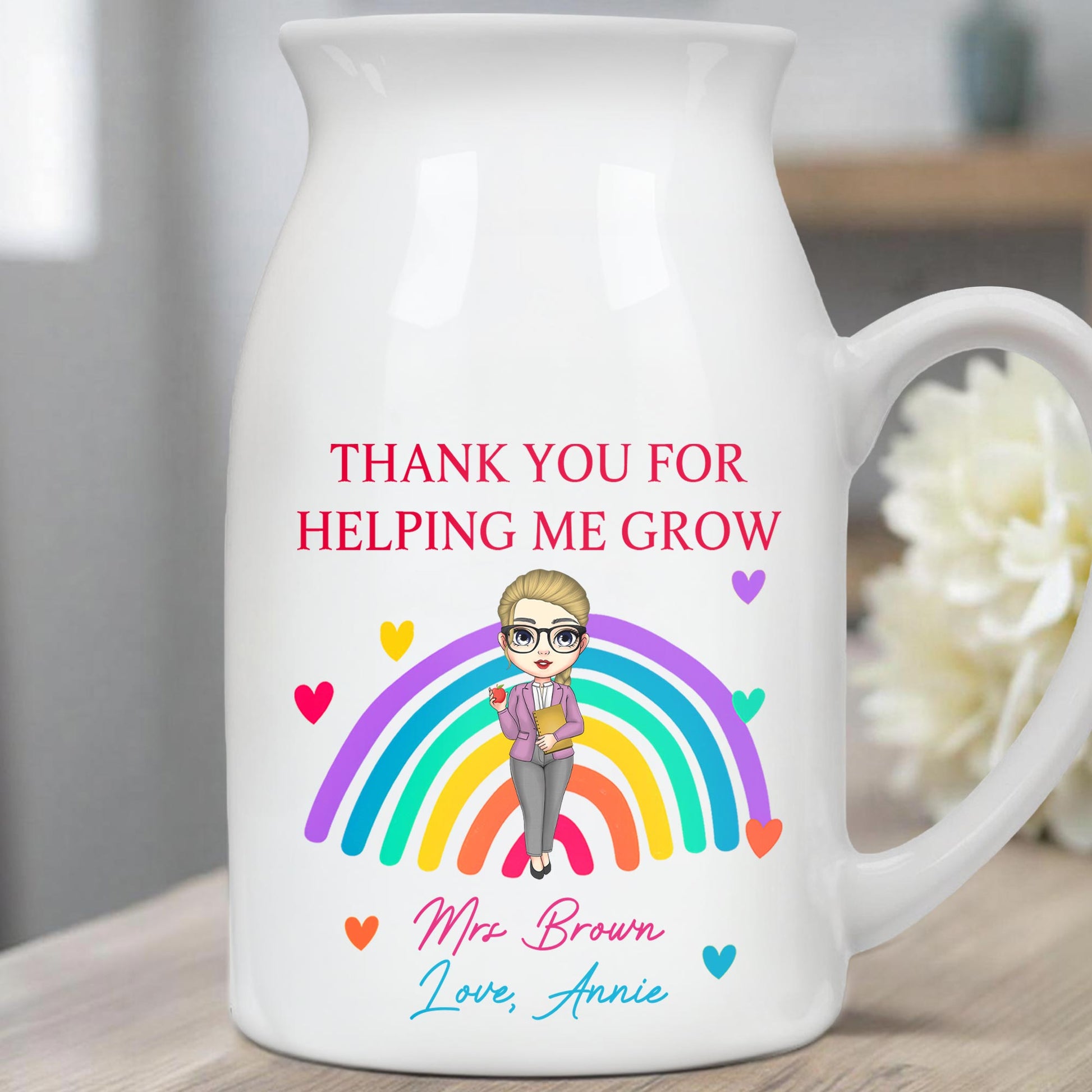 Thank You For Helping Me Grow Rainbow And Hearts