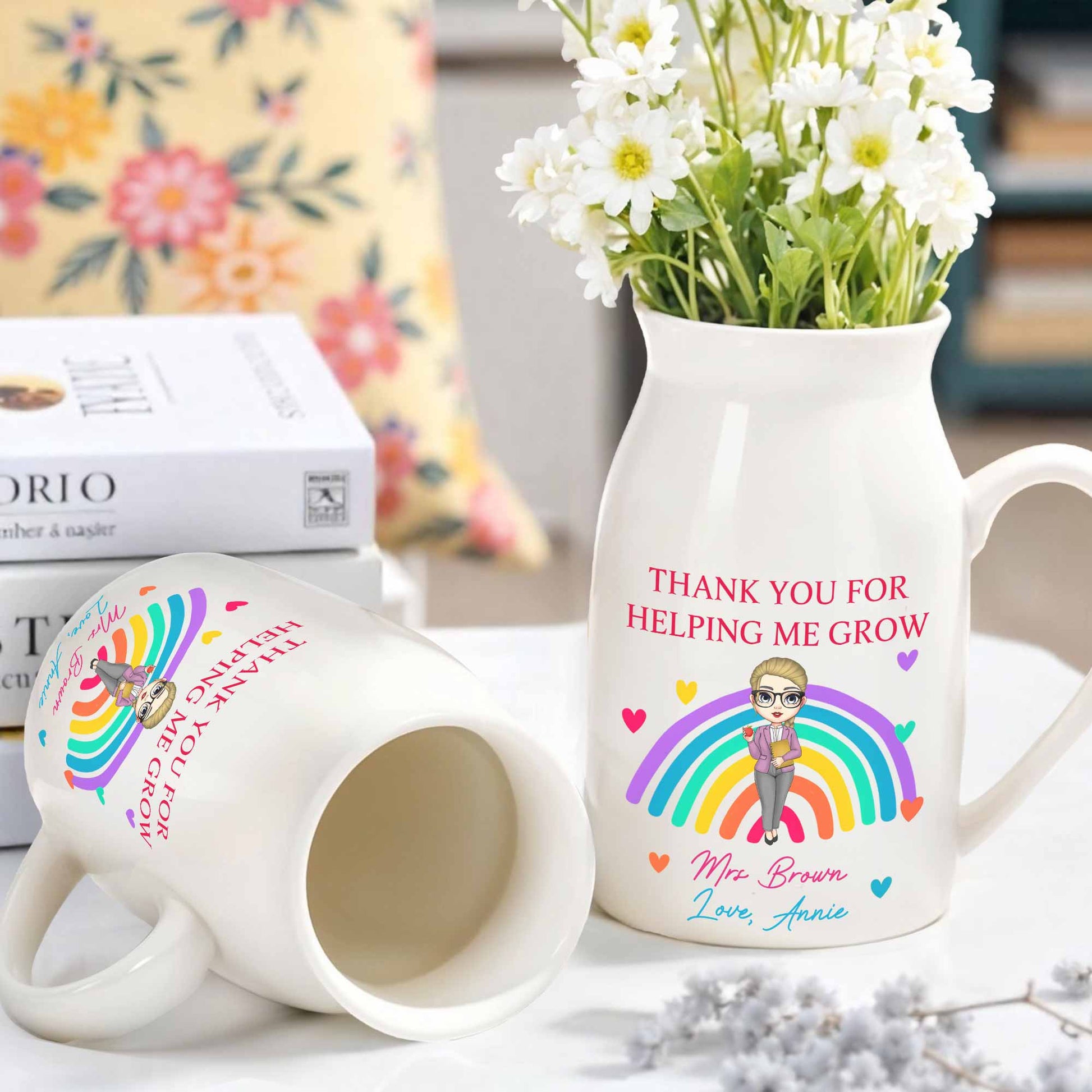 Thank You For Helping Me Grow Rainbow And Hearts