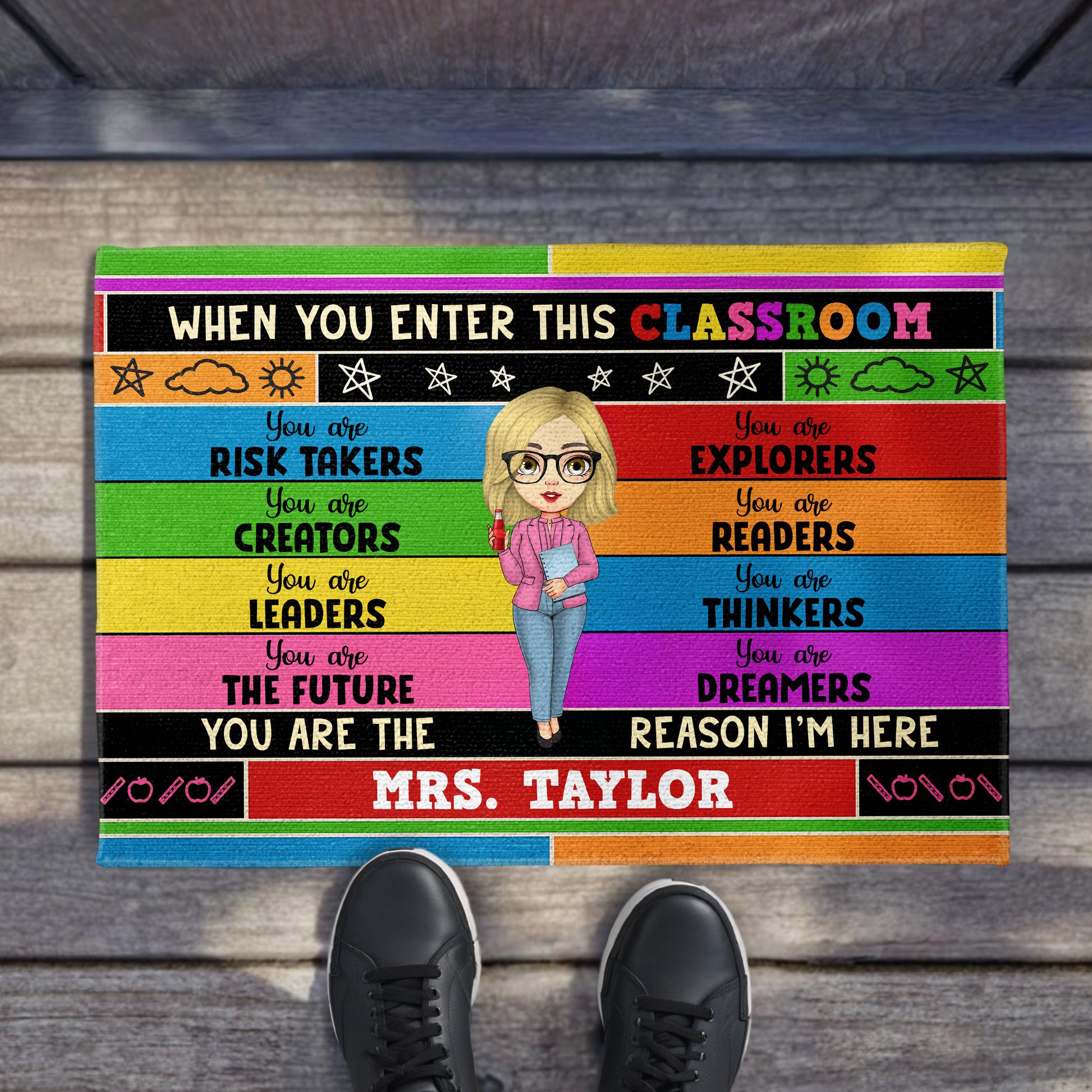 When You Enter This Classroom, Rainbow And Stars Design