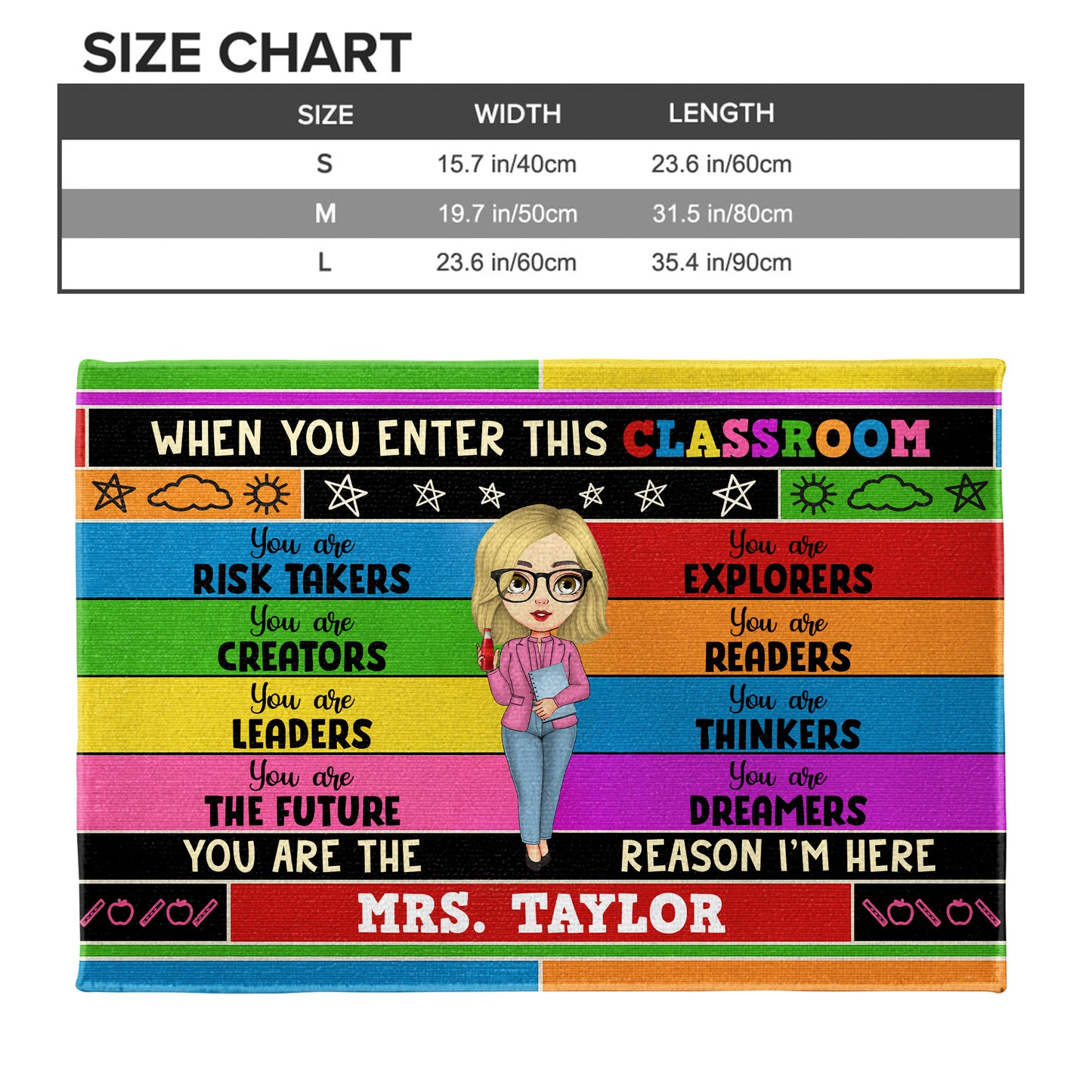 When You Enter This Classroom, Rainbow And Stars Design