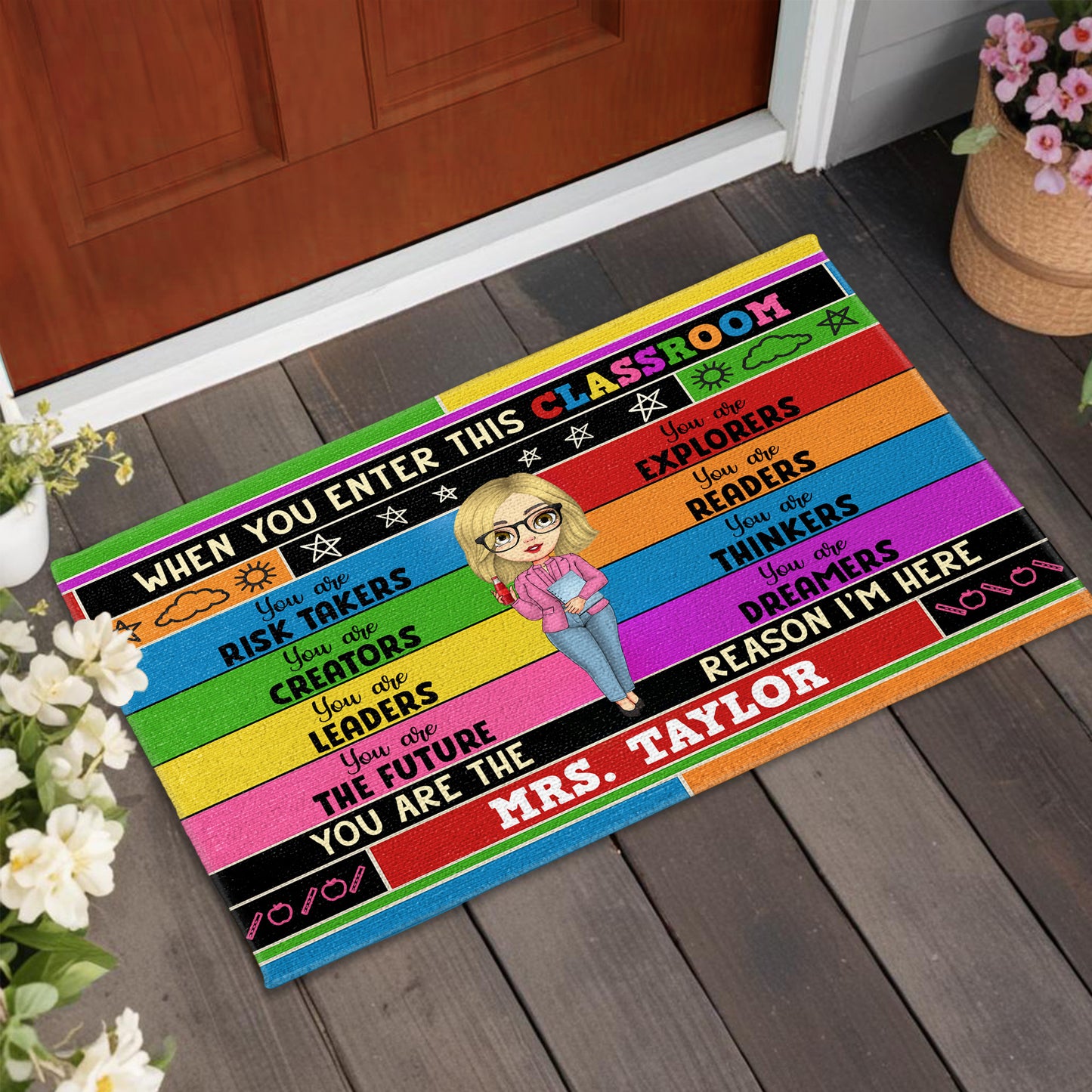 When You Enter This Classroom, Rainbow And Stars Design