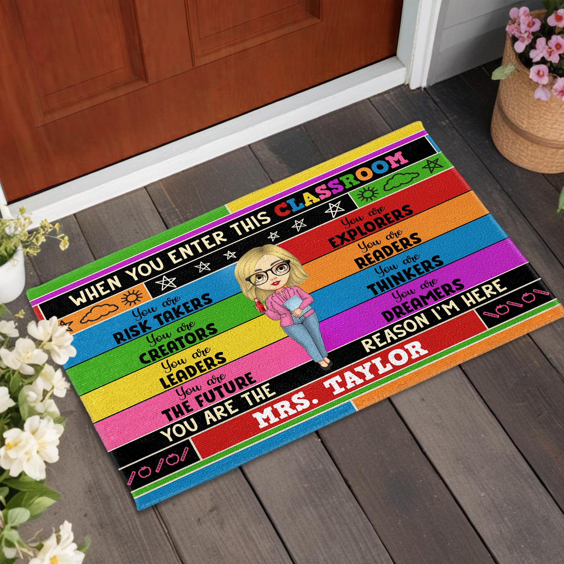 When You Enter This Classroom, Rainbow And Stars Design