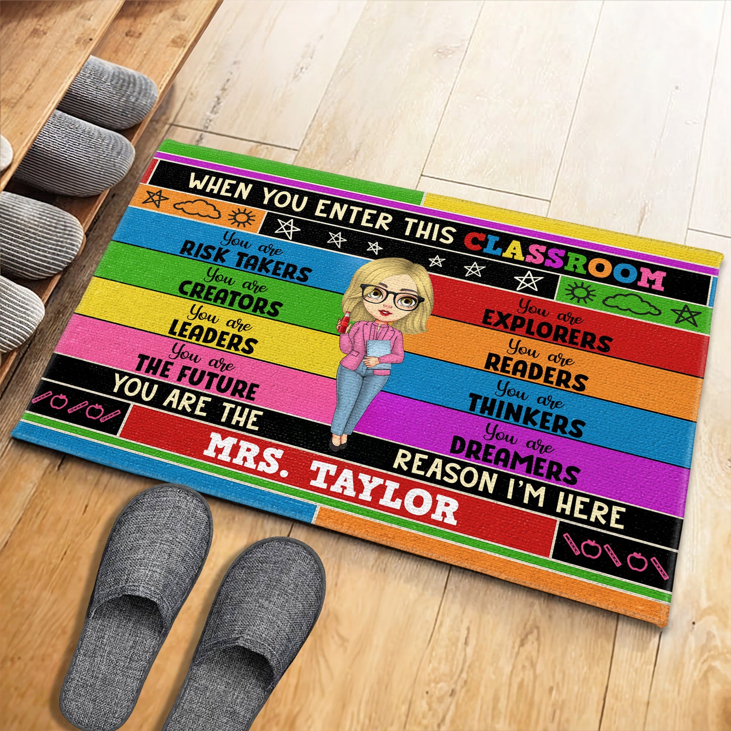 When You Enter This Classroom, Rainbow And Stars Design