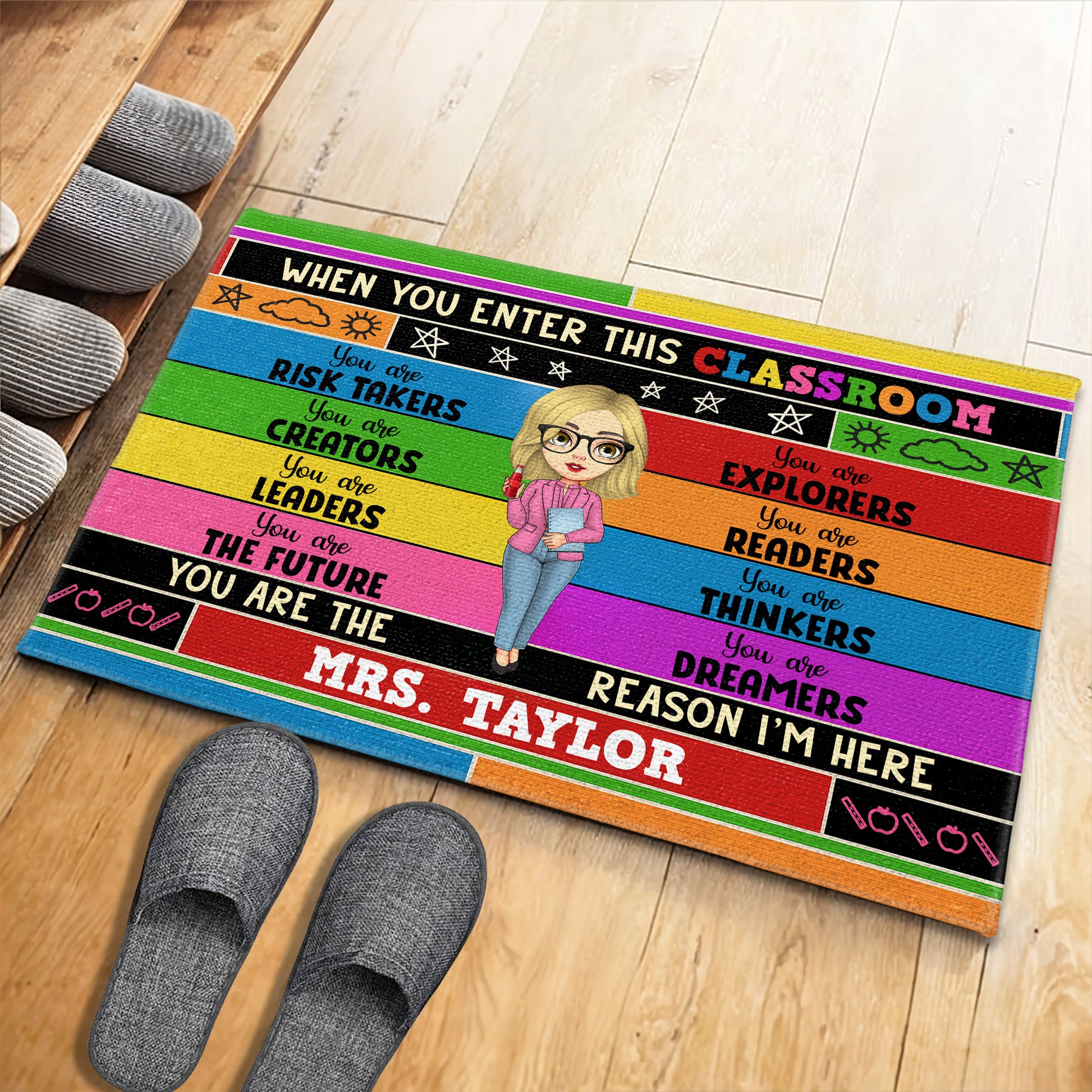 When You Enter This Classroom, Rainbow And Stars Design