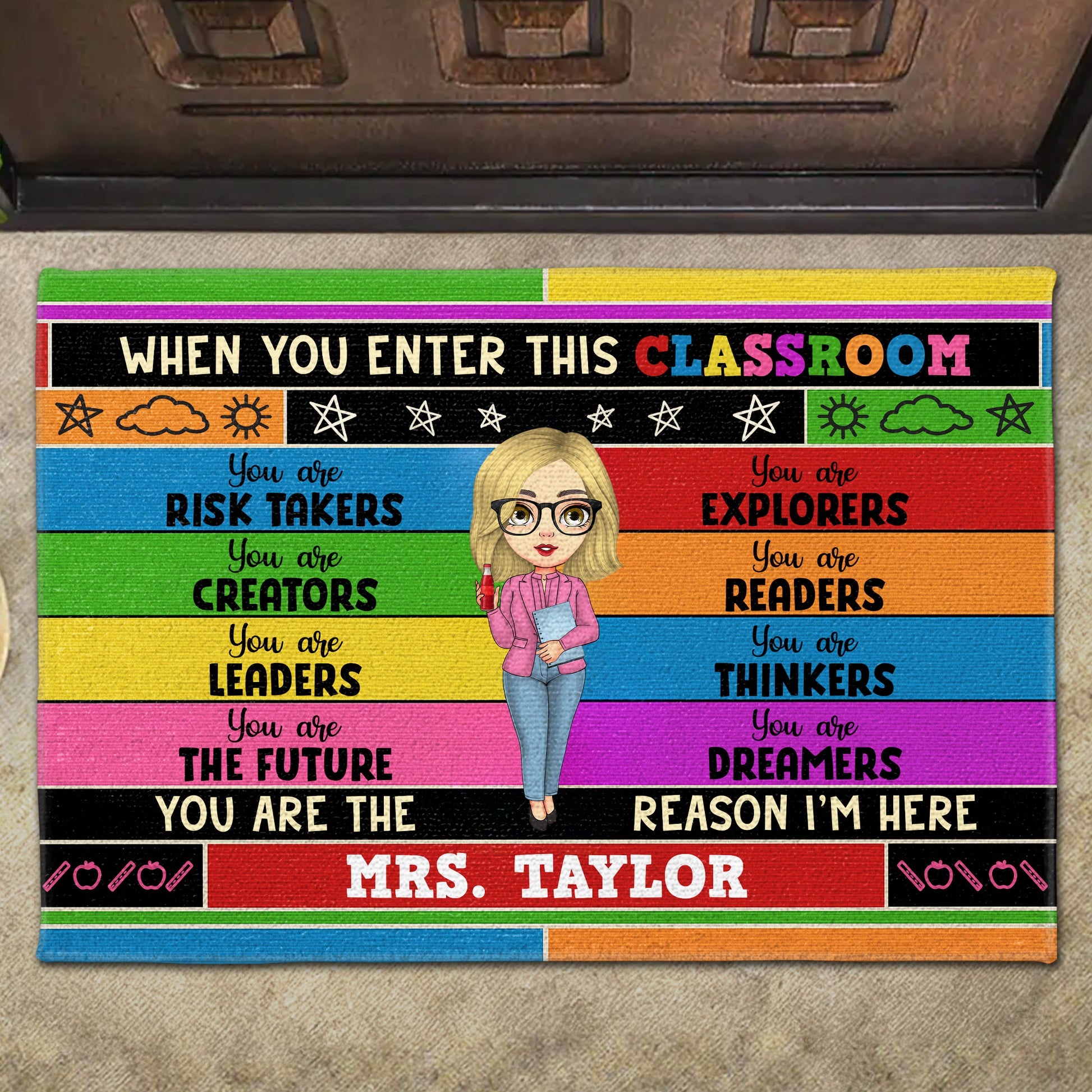 When You Enter This Classroom, Rainbow And Stars Design