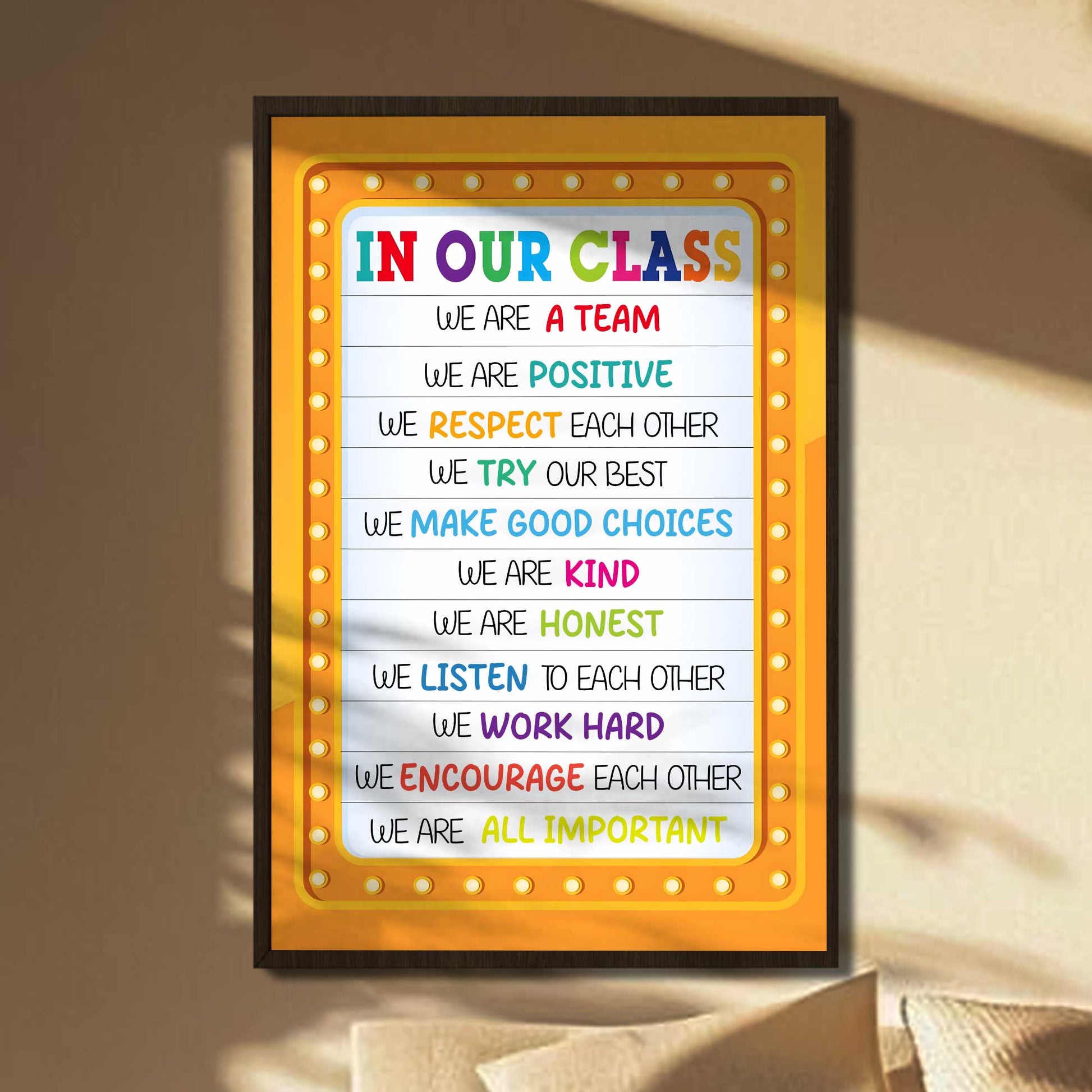 We Are a Team Inspirational Classroom Rules