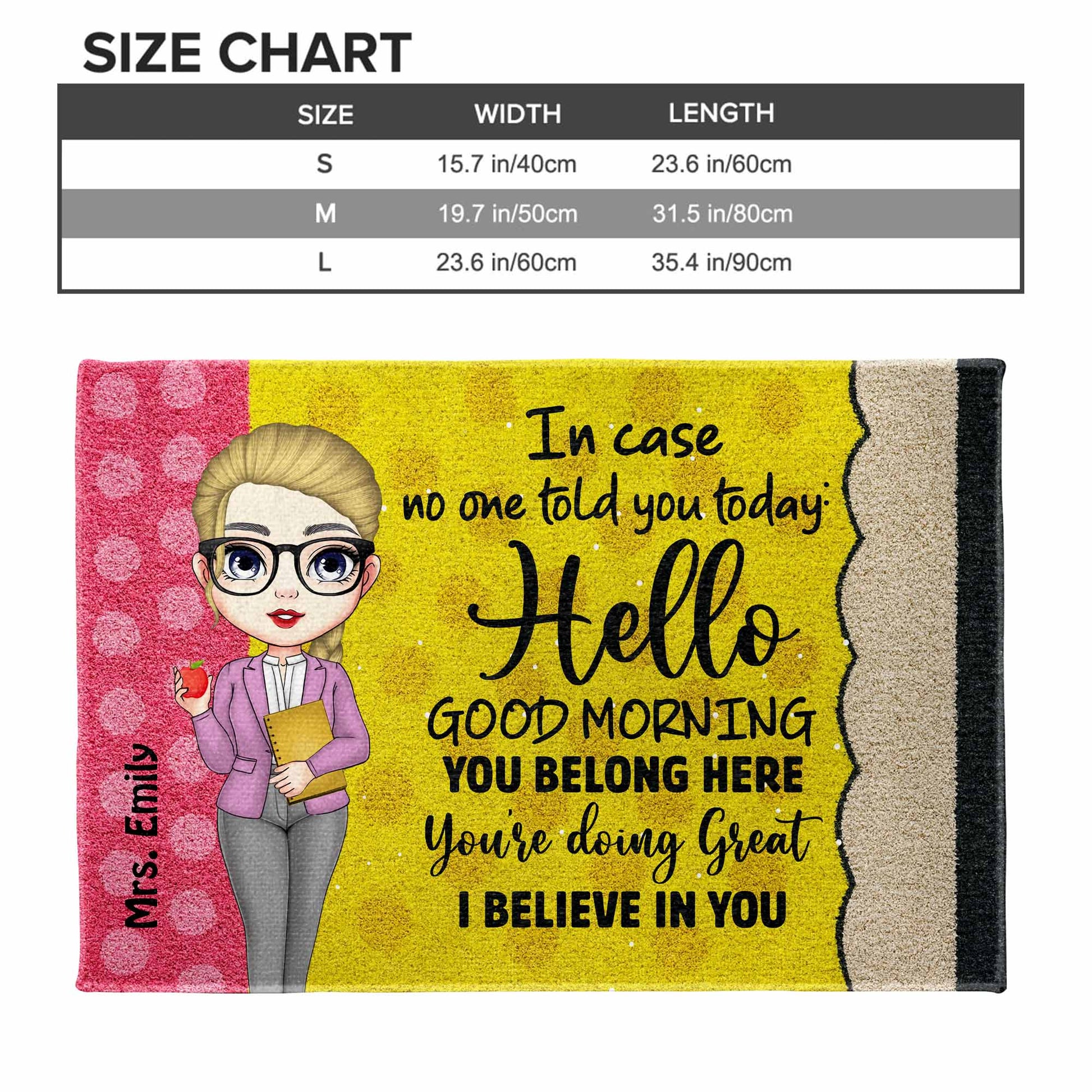 Hello Good Morning, Encouragement Doormat With Cartoon Character