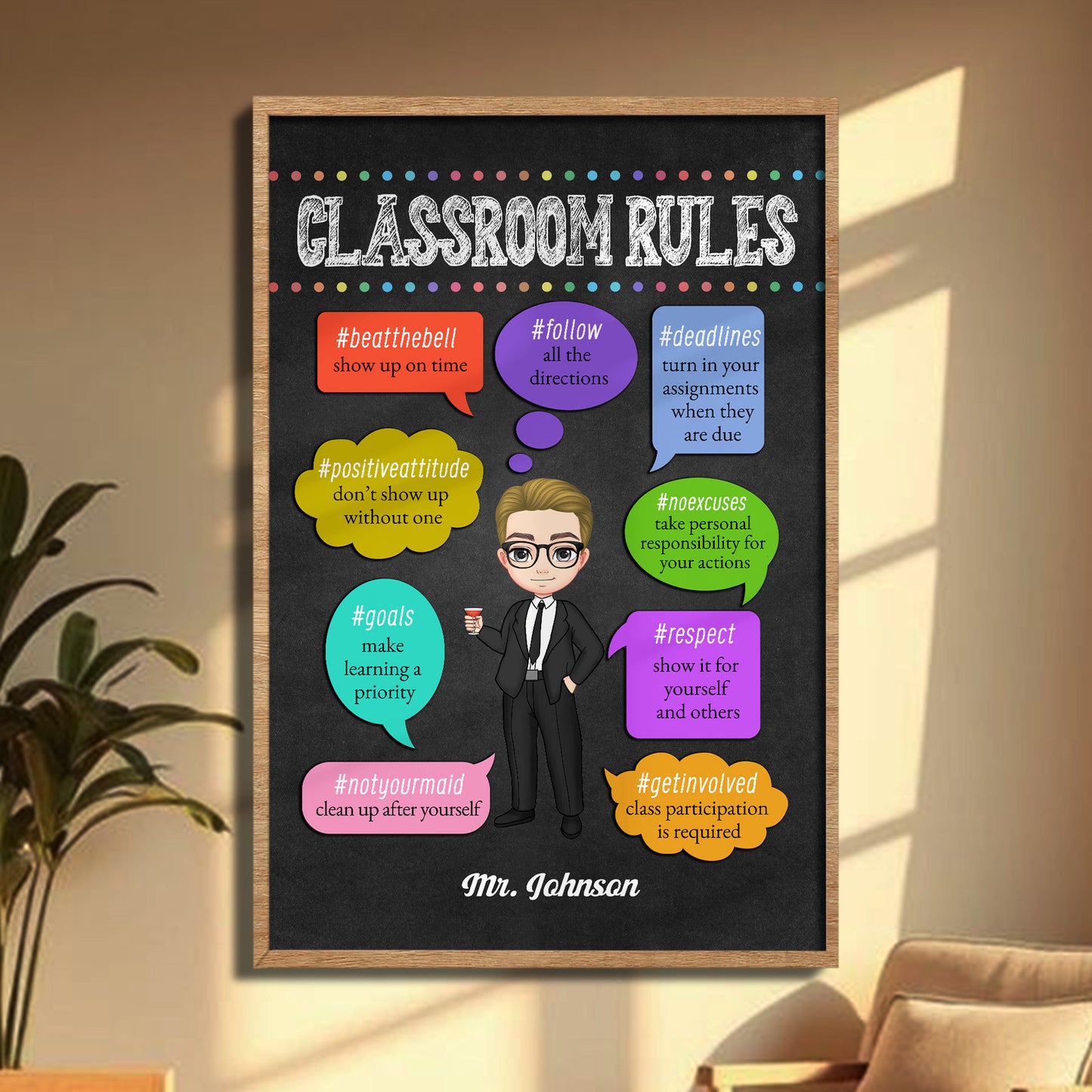 Classroom Rules With Cartoon Teacher