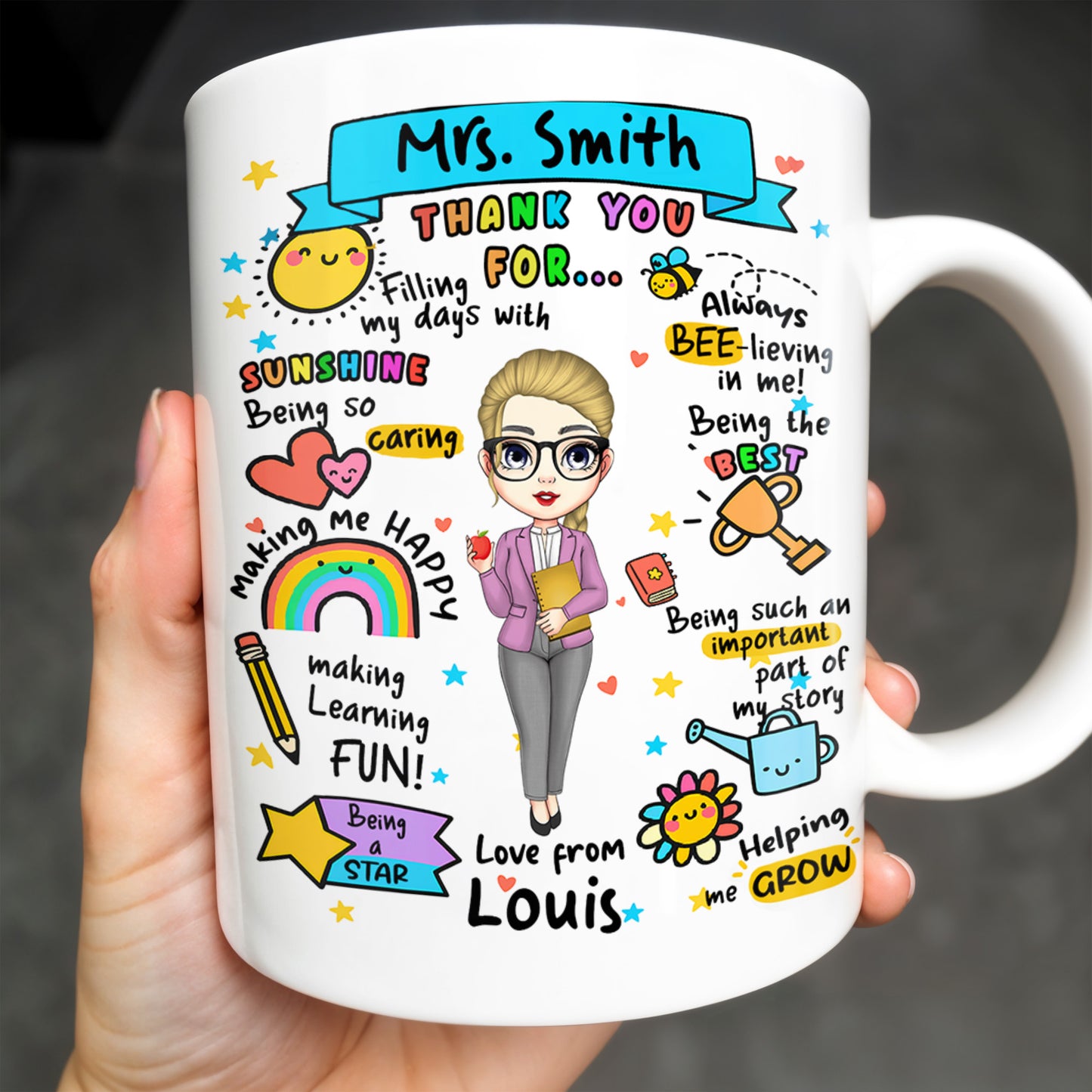 Thank You For Filling My Days With Sunshine, Heart, Star