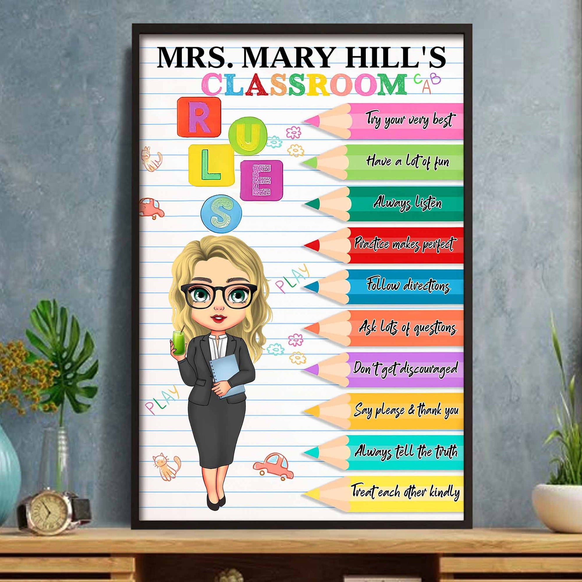 Try Your Very Best, Classroom Rules, With Colorful Pencils