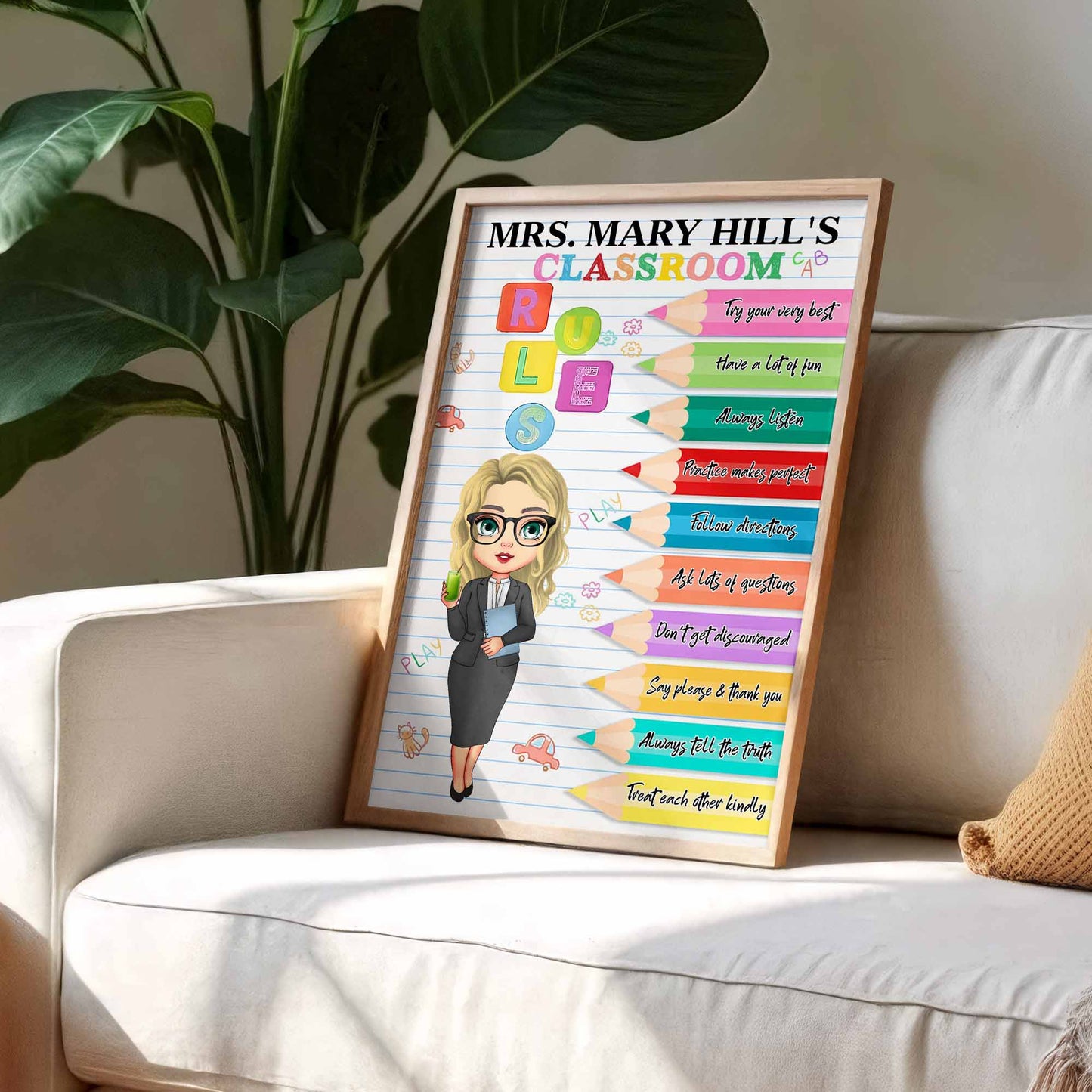 Try Your Very Best, Classroom Rules, With Colorful Pencils