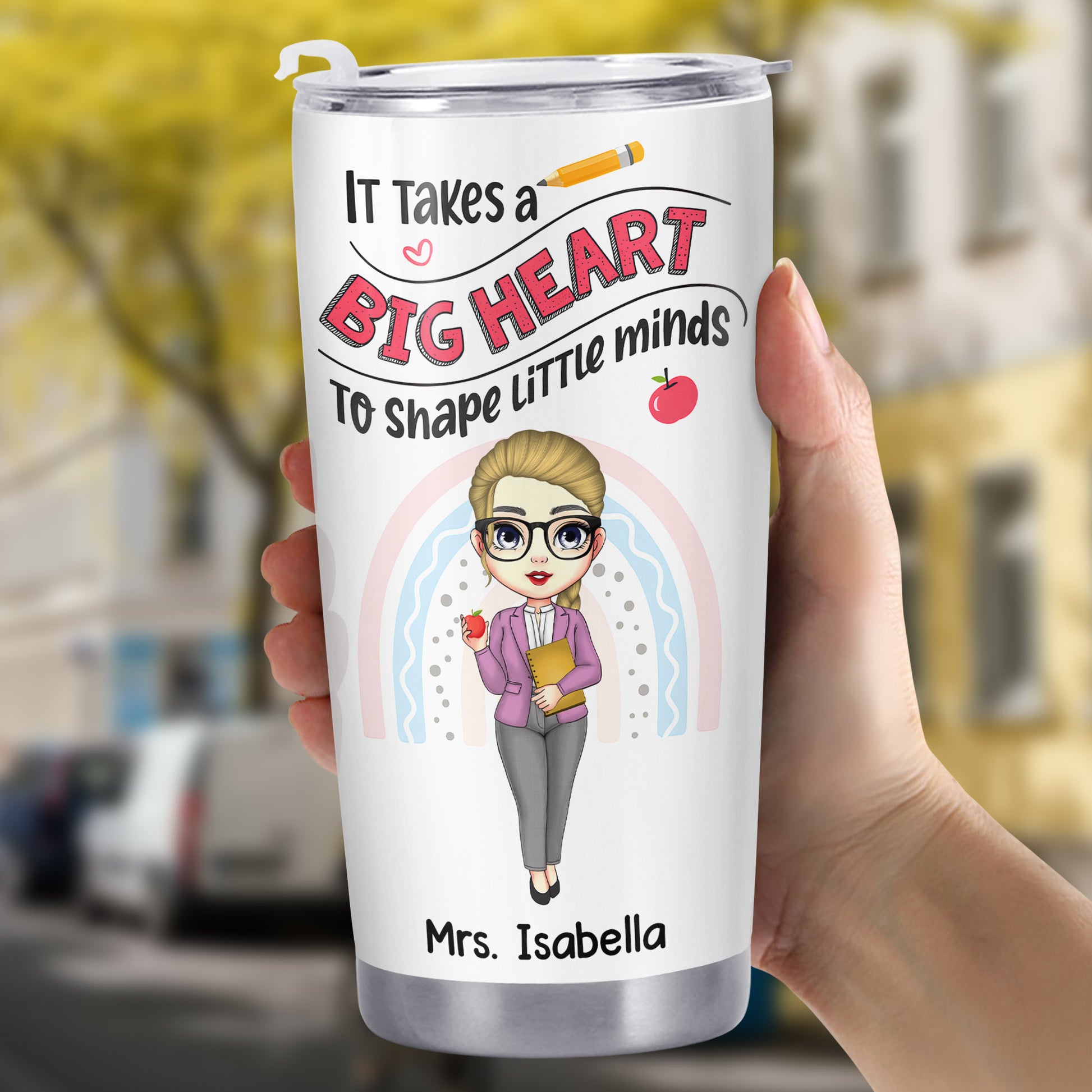 It Takes a Big Heart To Shape Little Minds, Cartoon Teacher Design