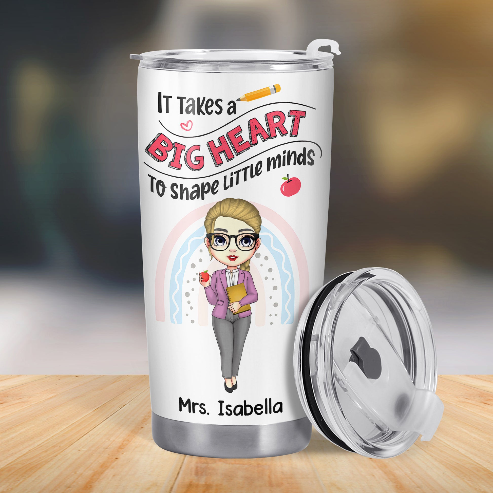 It Takes a Big Heart To Shape Little Minds, Cartoon Teacher Design